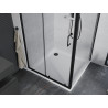 Mexen Apia cabine de douche coulissante 100 x 100 cm, transparente, noire + receveur Flat, blanc - 840-100-100-70-00-4010B