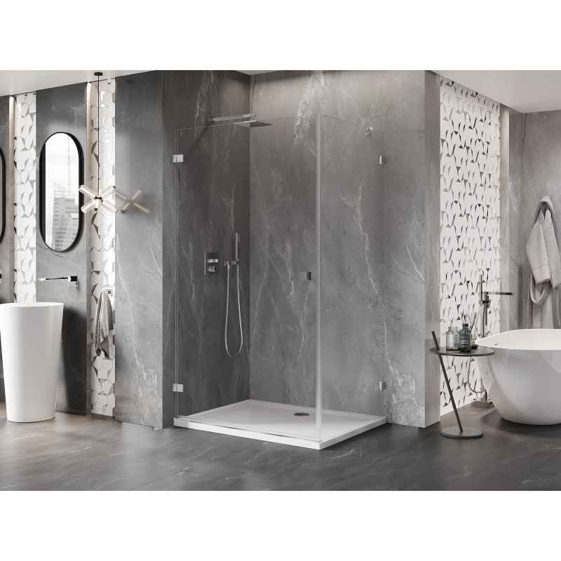 Mexen Lunar-B cabine de douche pivotante gauche 100 x 80 cm, transparent, chrome - 832-100-080-01-00-L