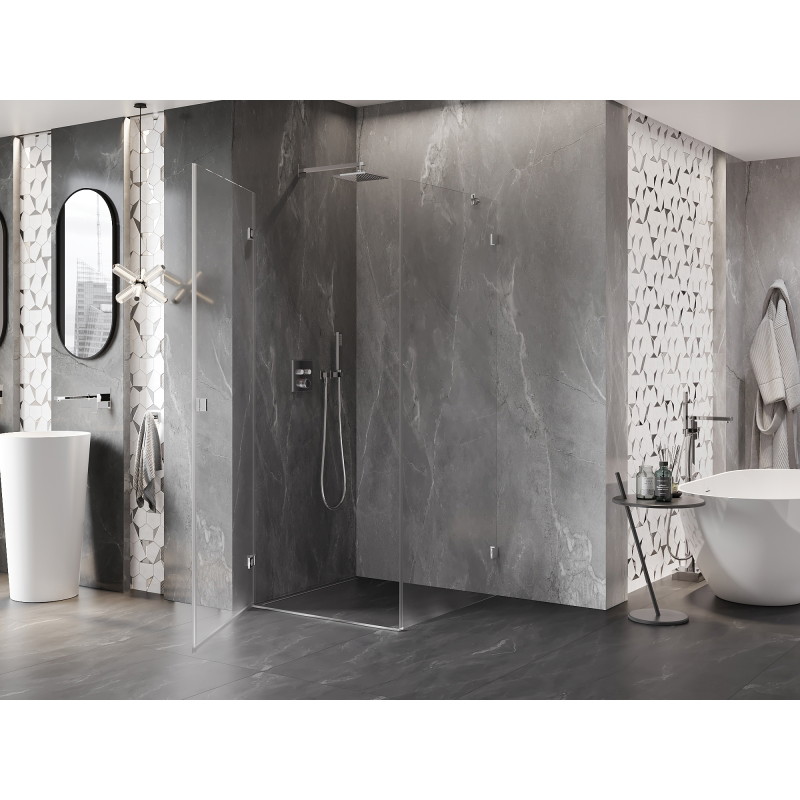 Mexen Lunar-B cabine de douche pivotante gauche 100 x 100 cm, transparent, chrome - 832-100-100-01-00-L
