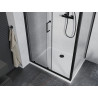 Mexen Apia cabine de douche coulissante 140 x 70 cm, transparente, noire + receveur Flat, blanc - 840-140-070-70-00-4010B