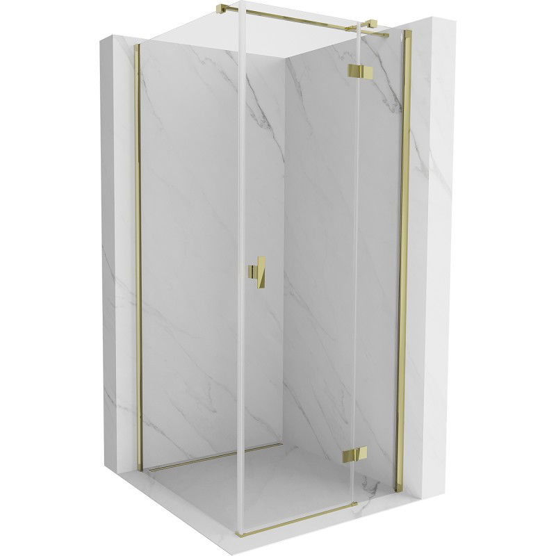 Mexen Mist H T cabine de douche pivotante droite 100 x 100 cm, transparent, doré - 8A5T-100-100-50-00-P