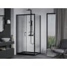 Mexen Apia cabine de douche coulissante 90 x 80 cm, transparente, noire + receveur Flat, noir - 840-090-080-70-00-4070B