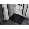 Mexen Apia cabine de douche coulissante 90 x 80 cm, transparente, noire + receveur Flat, noir - 840-090-080-70-00-4070B
