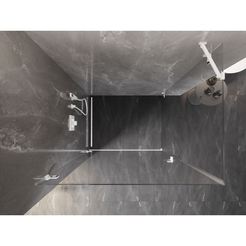 Mexen Lunar-B cabine de douche pivotante gauche 90 x 80 cm, transparent, blanc - 832-090-080-20-00-L