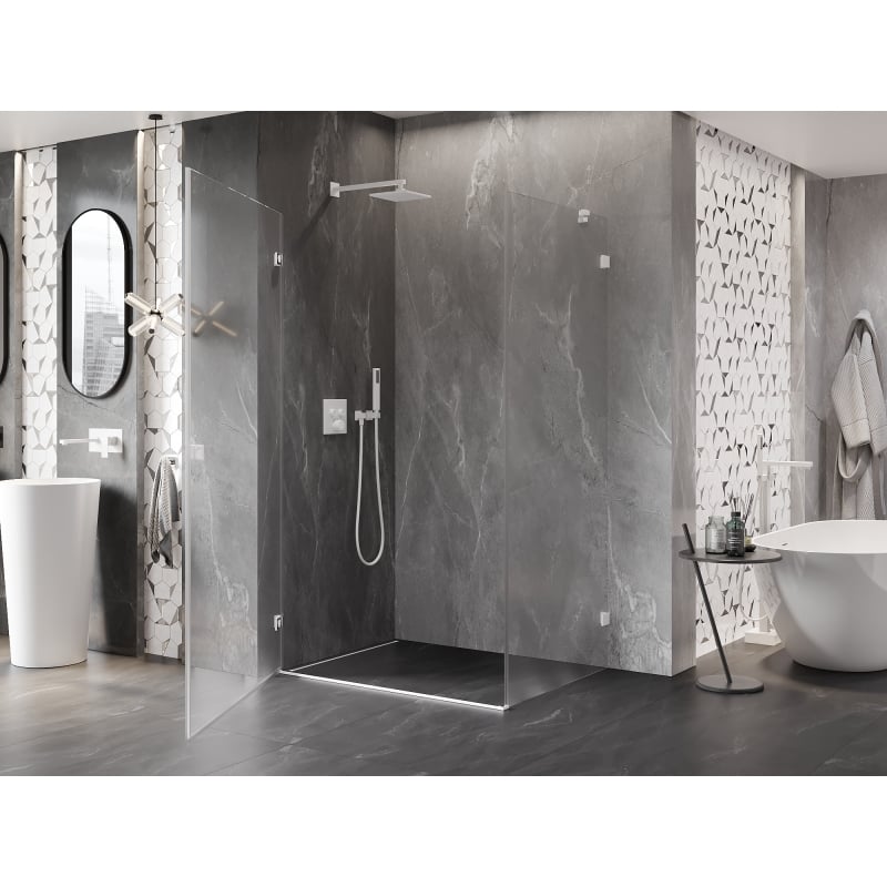 Mexen Lunar-B cabine de douche pivotante gauche 100 x 80 cm, transparent, blanc - 832-100-080-20-00-L