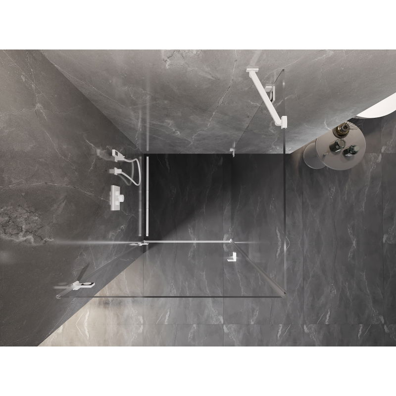 Mexen Lunar-B cabine de douche pivotante gauche 90 x 90 cm, transparent, blanc - 832-090-090-20-00-L