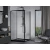Cabine de douche coulissante Mexen Apia 90 x 90 cm, transparente, noire + receveur Flat, noir - 840-090-090-70-00-4070B