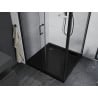 Cabine de douche coulissante Mexen Apia 90 x 90 cm, transparente, noire + receveur Flat, noir - 840-090-090-70-00-4070B
