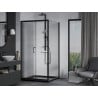 Cabine de douche coulissante Mexen Apia 90 x 90 cm, transparente, noire + receveur Flat, noir - 840-090-090-70-00-4070B