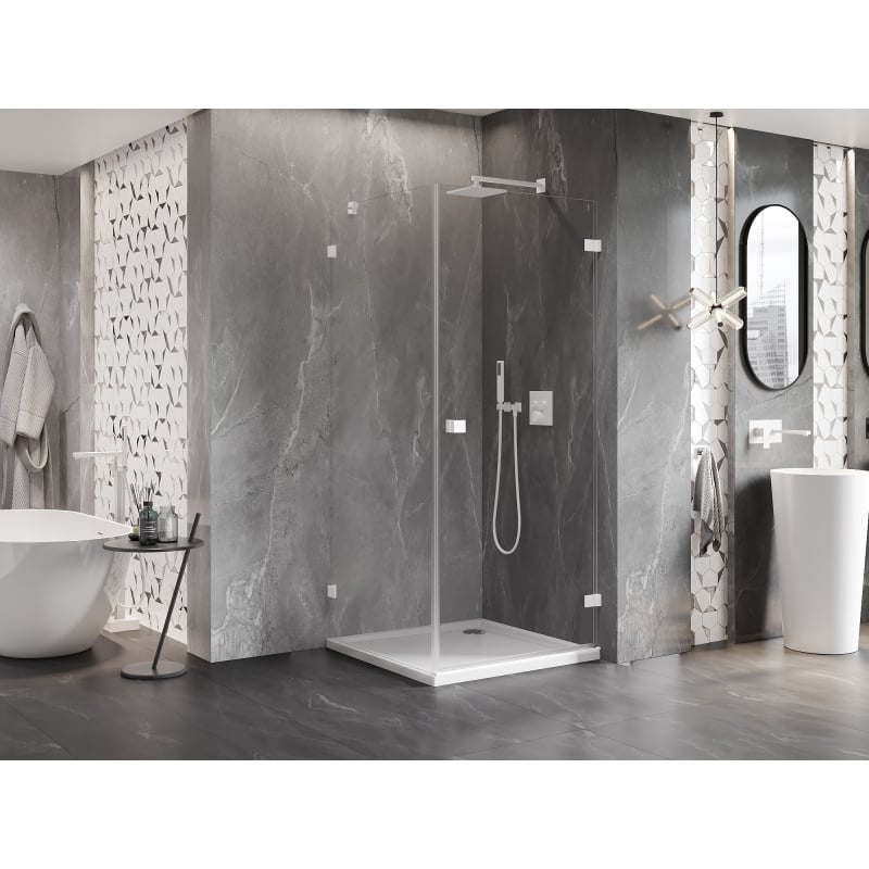 Mexen Lunar-B cabine de douche pivotante droite 80 x 80 cm, transparent, blanc - 832-080-080-20-00-P