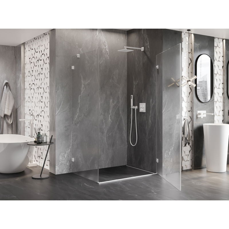 Mexen Lunar-B cabine de douche pivotante droite 85 x 80 cm, transparent, blanche - 832-085-080-20-00-P