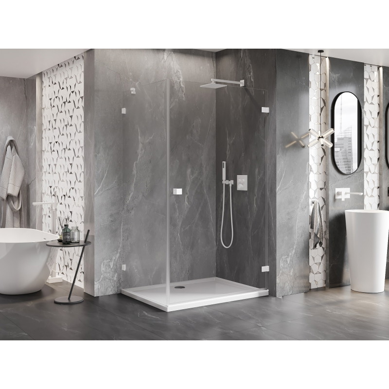 Mexen Lunar-B cabine de douche pivotante droite 90 x 80 cm, transparent, blanc - 832-090-080-20-00-P