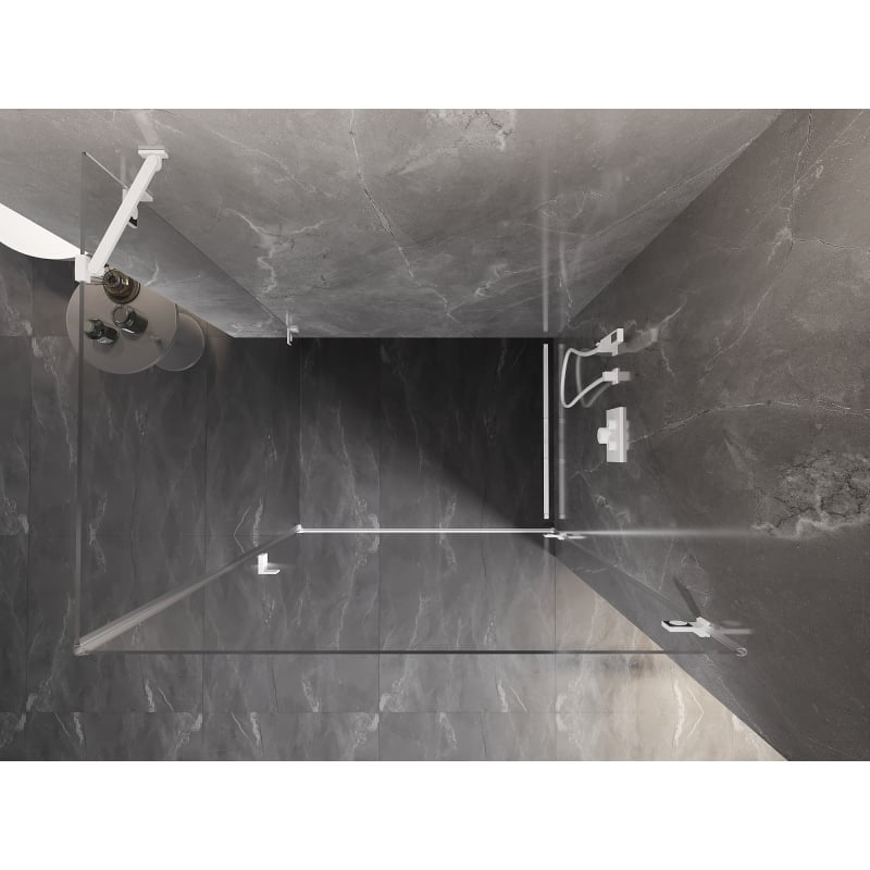 Mexen Lunar-B cabine de douche pivotante droite 90 x 80 cm, transparent, blanc - 832-090-080-20-00-P