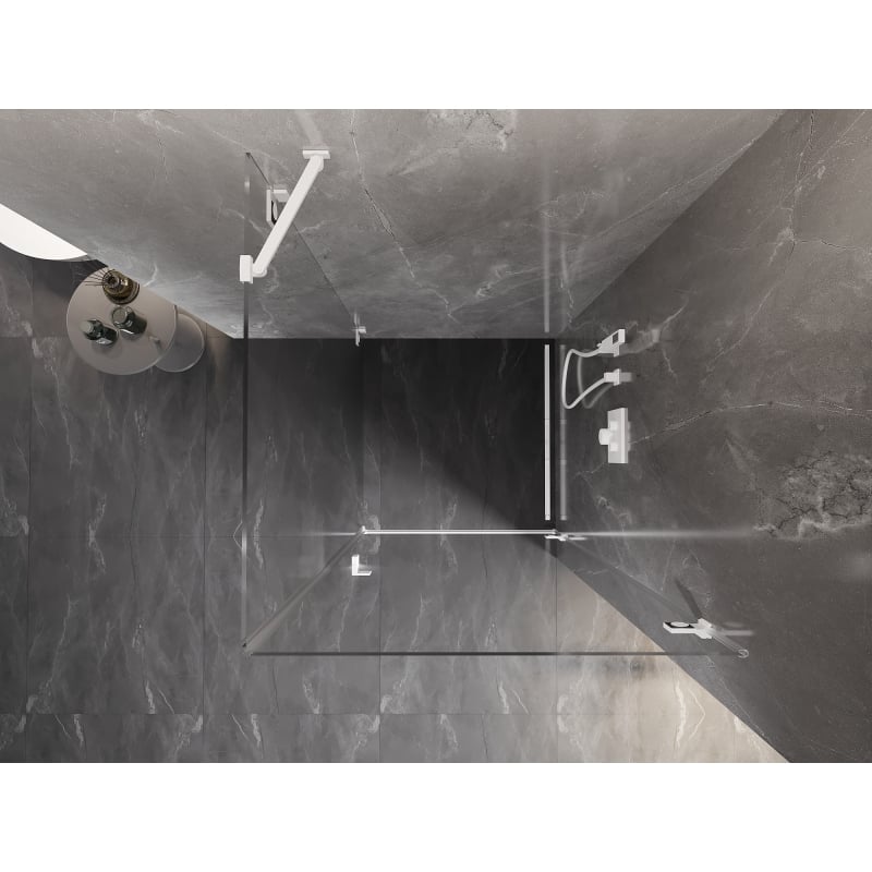 Mexen Lunar-B cabine de douche pivotante droite 100 x 100 cm, transparent, blanc - 832-100-100-20-00-P