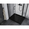 Mexen Apia cabine de douche coulissante 100 x 80 cm, transparente, noire + receveur Flat, noir - 840-100-080-70-00-4070B