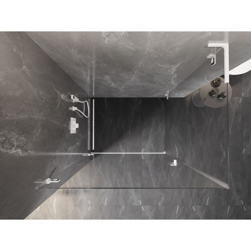 Mexen Lunar-B L cabine de douche pivotante gauche 90 x 80 cm, transparent, blanc - 832L-090-080-20-00-L