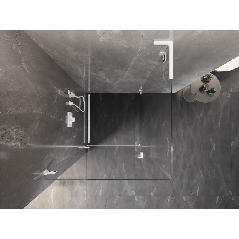 Mexen Lunar-B L cabine de douche battante gauche 90 x 90 cm, transparent, blanc - 832L-090-090-20-00-L