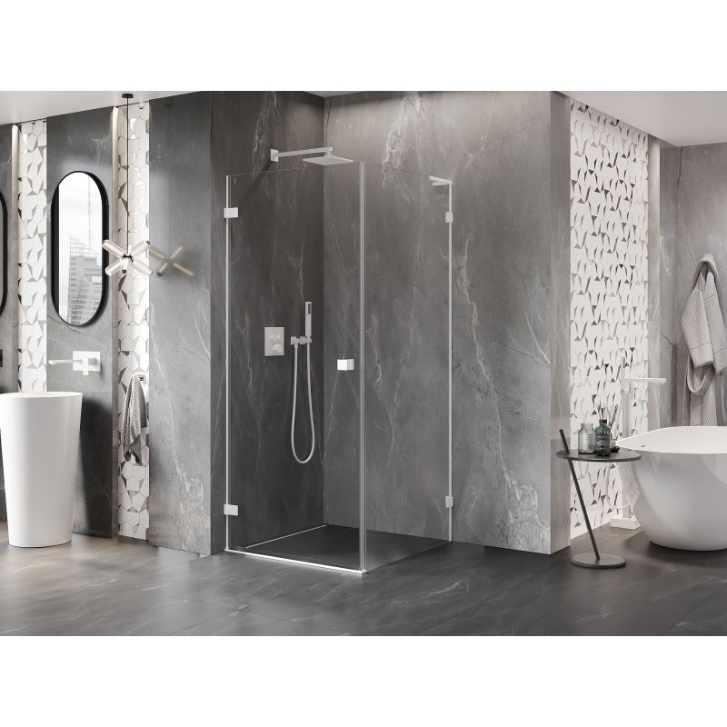 Mexen Lunar-B L cabine de douche battante gauche 100 x 100 cm, transparent, blanc - 832L-100-100-20-00-L