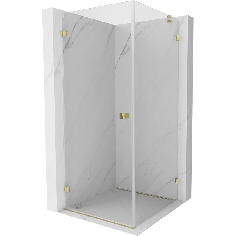 Cabine de douche pivotante gauche Mexen Lunar-B 70 x 70 cm, transparente, dorée - 832-070-070-50-00-L