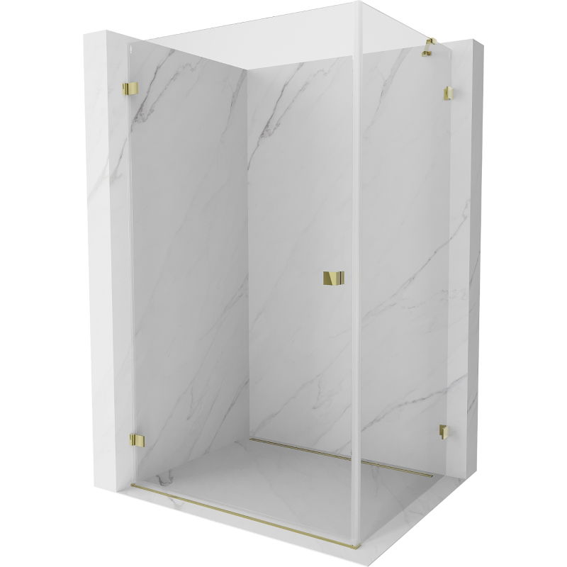 Mexen Lunar-B cabine de douche pivotante gauche 85 x 70 cm, transparent, dorée - 832-085-070-50-00-L