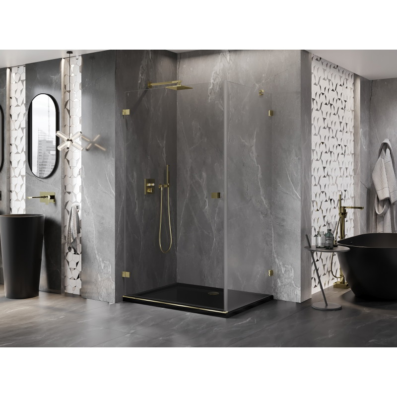 Mexen Lunar-B cabine de douche pivotante gauche 90 x 80 cm, transparent, or - 832-090-080-50-00-L