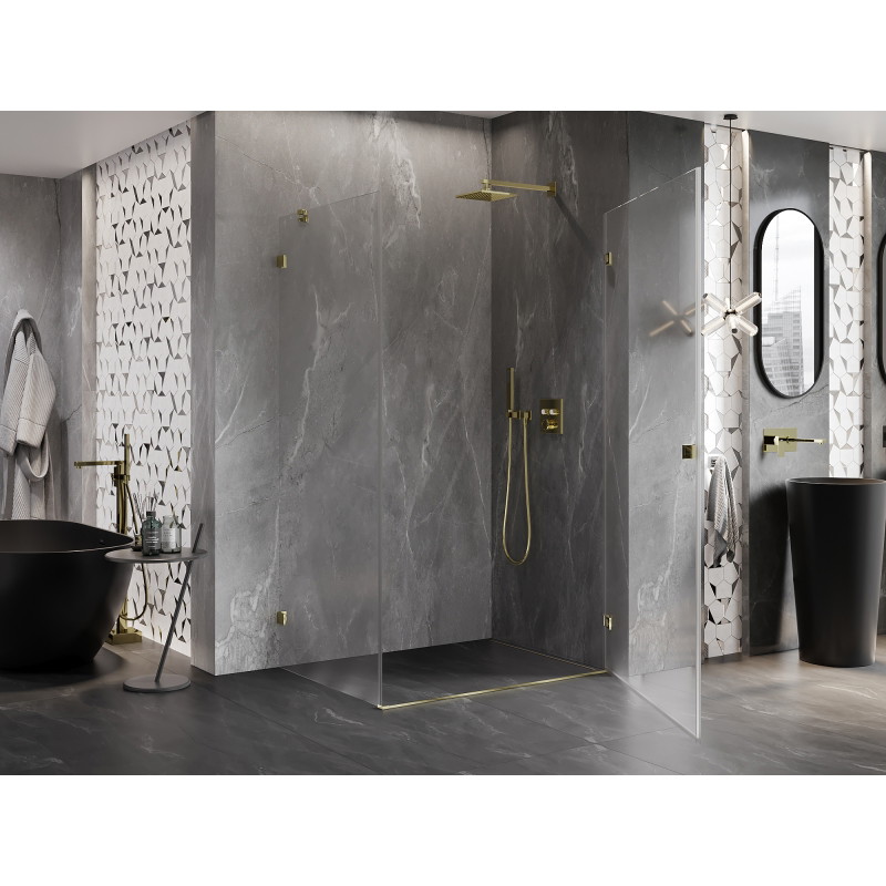 Mexen Lunar-B cabine de douche pivotante droite 100 x 80 cm, transparent, or - 832-100-080-50-00-P