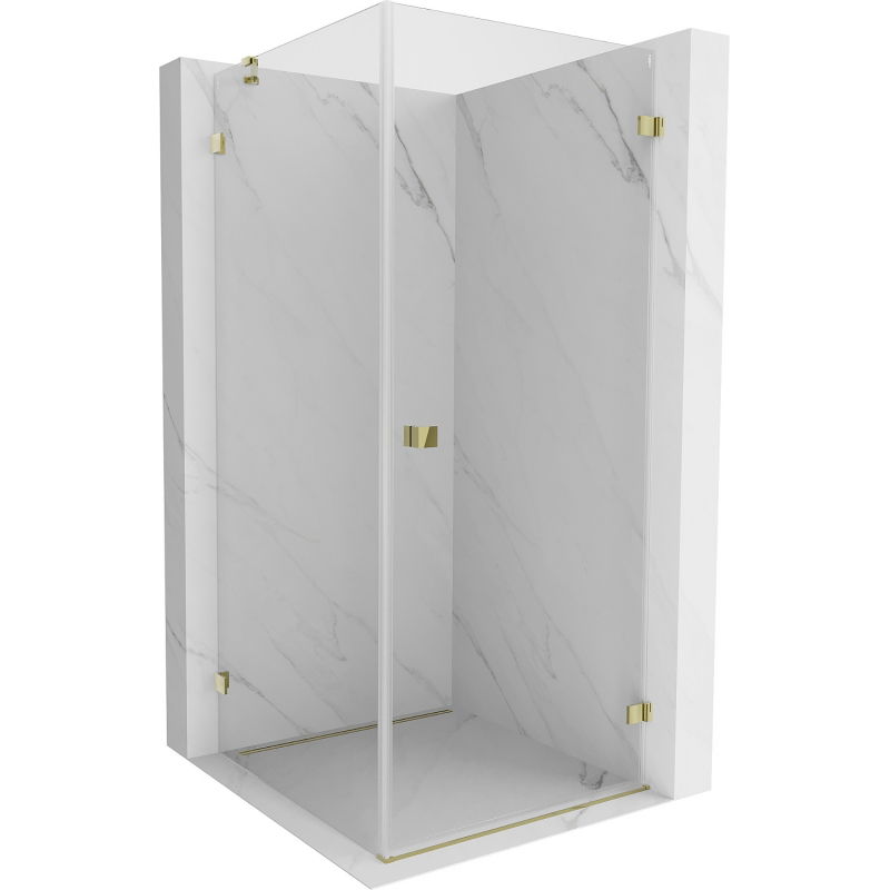 Mexen Lunar-B cabine de douche pivotante droite 100 x 100 cm, transparent, dorée - 832-100-100-50-00-P