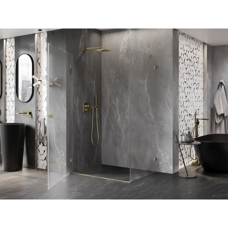 Mexen Lunar-B cabine de douche pivotante gauche 85 x 80 cm, transparent, or brossé - 832-085-080-55-00-L