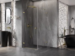 Mexen Lunar-B cabine de douche pivotante gauche 100 x 100 cm, transparent, or brossé - 832-100-100-55-00-L