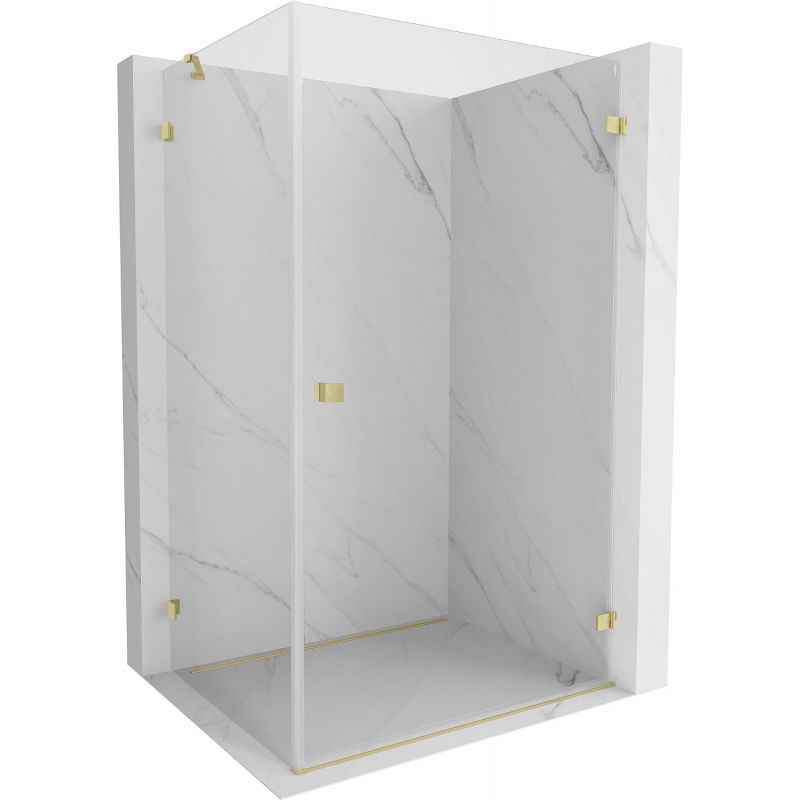 Mexen Lunar-B cabine de douche pivotante droite 80 x 70 cm, transparente, or brossé - 832-080-070-55-00-P