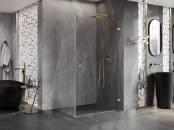 Mexen Lunar-B cabine de douche pivotante droite 100 x 80 cm, transparent, or brossé - 832-100-080-55-00-P