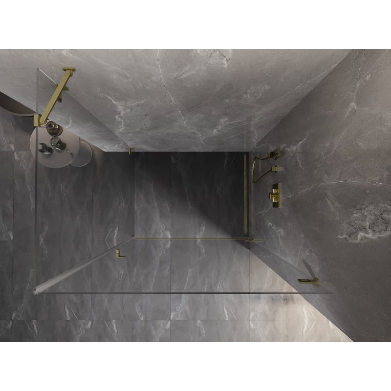 Mexen Lunar-B cabine de douche pivotante droite 100 x 80 cm, transparent, or brossé - 832-100-080-55-00-P