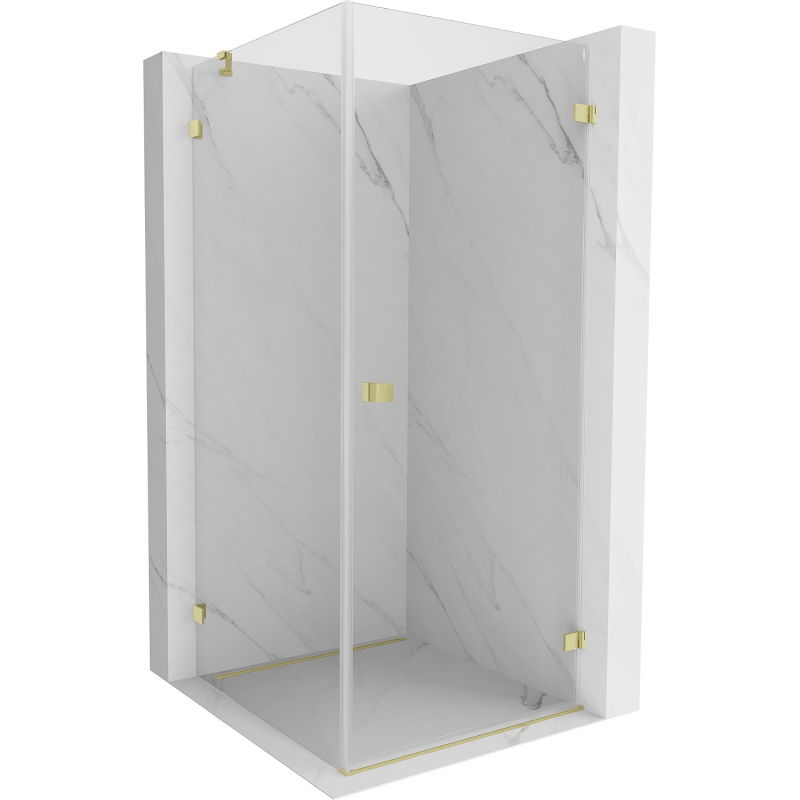Mexen Lunar-B cabine de douche pivotante droite 90 x 90 cm, transparent, doré brossé - 832-090-090-55-00-P