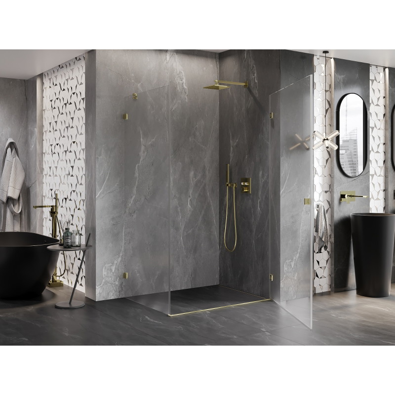 Mexen Lunar-B cabine de douche pivotante droite 95 x 90 cm, transparent, or brossé - 832-095-090-55-00-P
