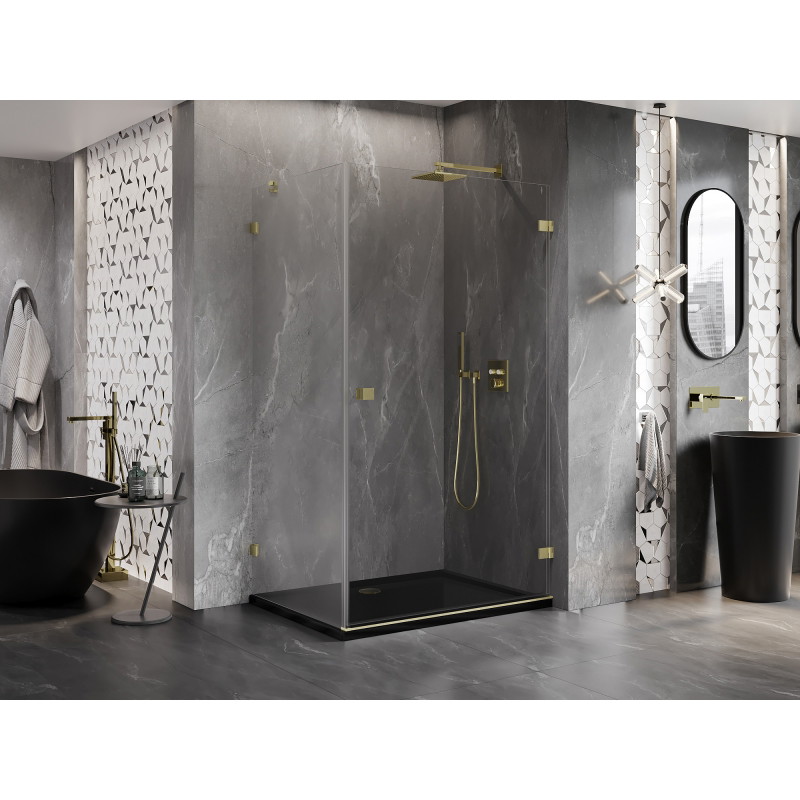 Mexen Lunar-B cabine de douche pivotante droite 95 x 90 cm, transparent, or brossé - 832-095-090-55-00-P