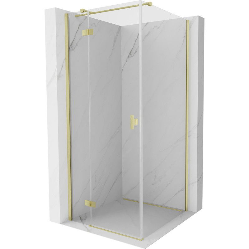 Mexen Mist H T cabine de douche pivotante gauche 110 x 110 cm, transparent, or brossé - 8A5T-110-110-55-00-L