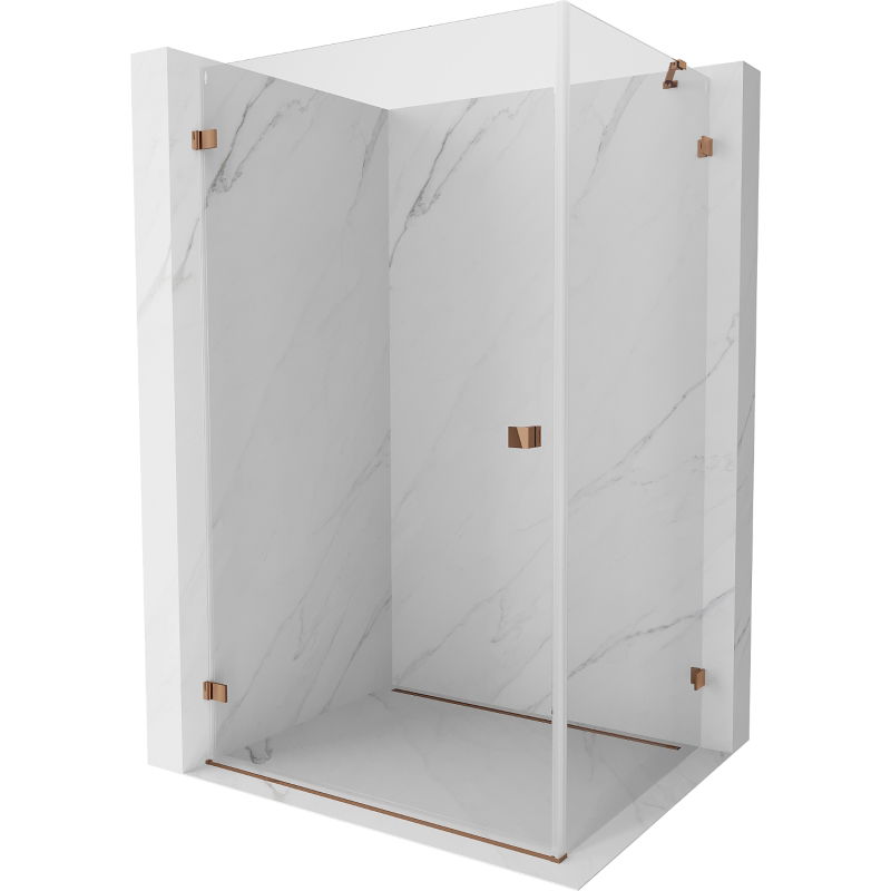 Mexen Lunar-B cabine de douche pivotante gauche 85 x 70 cm, transparent, or rose - 832-085-070-60-00-L