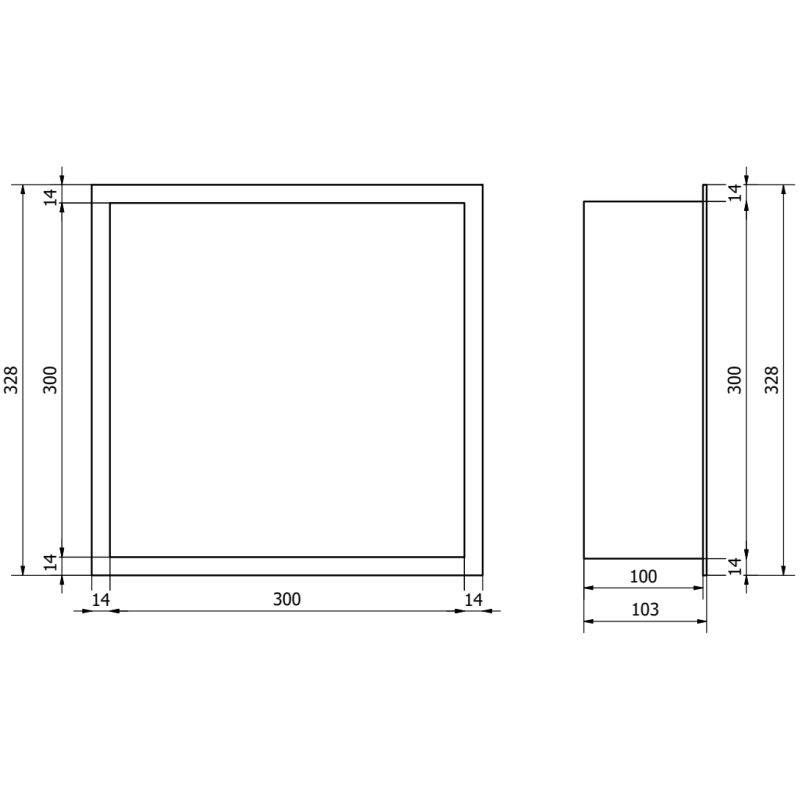 Mexen X-Wall-R étagère encastrée avec rebord 30 x 30 cm, inox - 1910303010