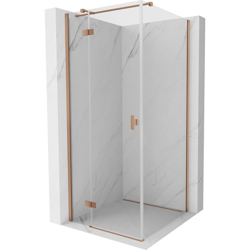 Mexen Mist H T cabine de douche pivotante gauche 70 x 70 cm, transparent, cuivre brossé - 8A5T-070-070-65-00-L
