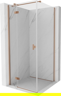 Mexen Mist H T cabine de douche pivotante gauche 70 x 70 cm, transparent, cuivre brossé - 8A5T-070-070-65-00-L