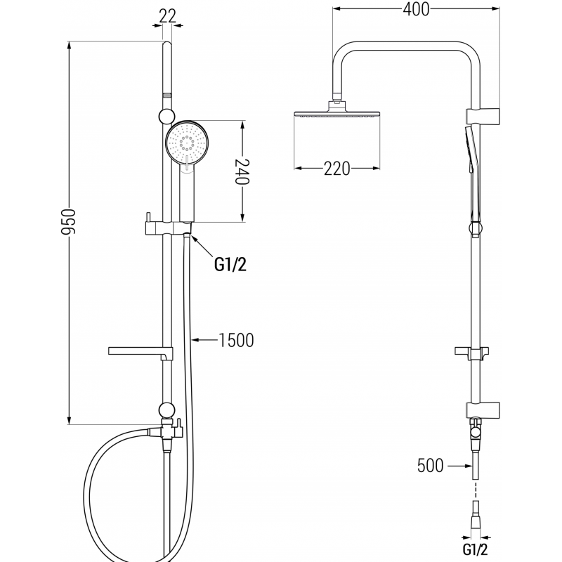 Mexen X40 colonne de douche, graphite - 7984040091-66