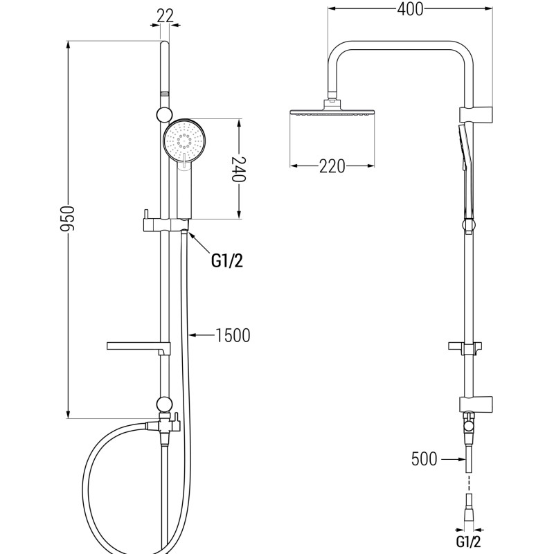 Mexen X40 colonne de douche, gris arme brossé - 7984040091-66