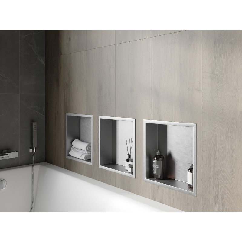 Mexen X-Wall-R étagère encastrée avec collerette 30 x 30 cm, inox - 1910303010