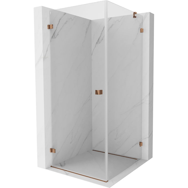 Mexen Lunar-B cabine de douche pivotante gauche 90 x 90 cm, transparent, or rose - 832-090-090-60-00-L
