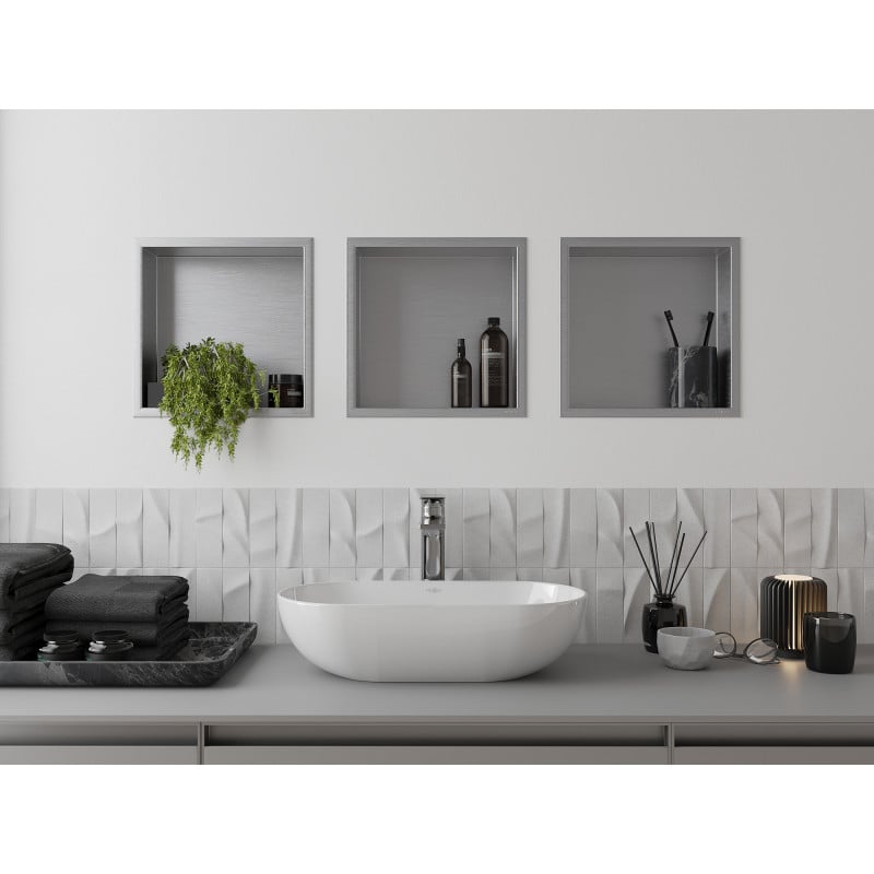 Mexen X-Wall-R étagère encastrée avec rebord 30 x 30 cm, inox - 1910303010