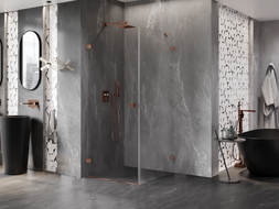 Mexen Lunar-B cabine de douche pivotante gauche 100 x 100 cm, transparent, or rose - 832-100-100-60-00-L