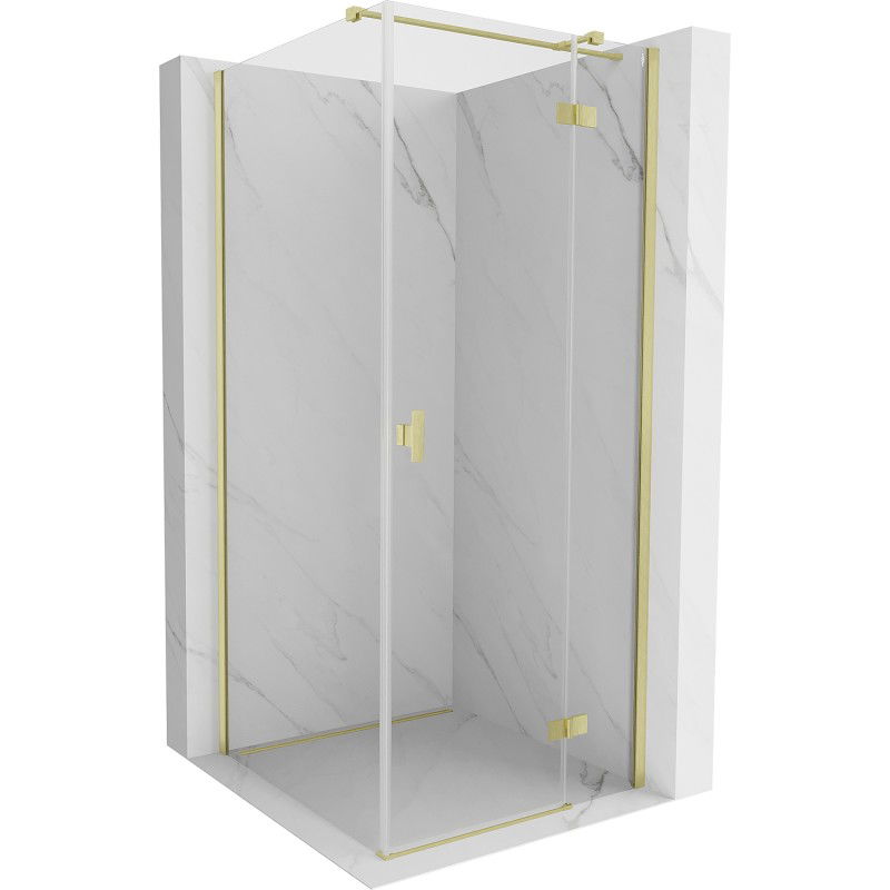 Mexen Mist-H T cabine de douche pivotante droite 80 x 80 cm, transparent, or brossé - 8A5T-080-080-55-00-P