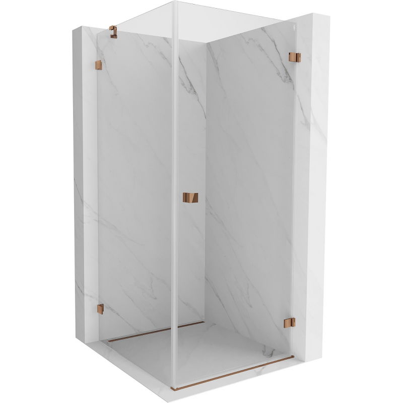 Cabine de douche Mexen Lunar-B porte pivotante droite 70 x 70 cm, transparent, or rose - 832-070-070-60-00-P