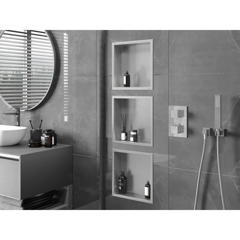 Mexen X-Wall-R étagère encastrée avec rebord 30 x 30 cm, inox - 1910303010
