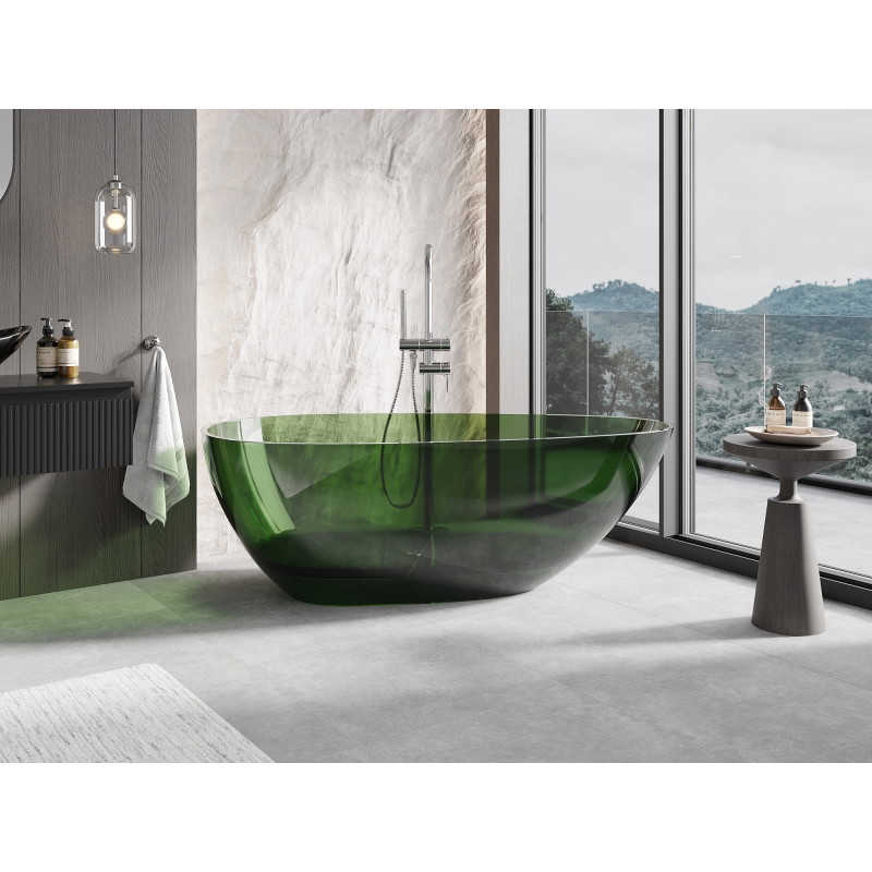 Mexen Glass baignoire autoportante transparente 170 x 85 cm, forest, bouchon chromé - 58061708502